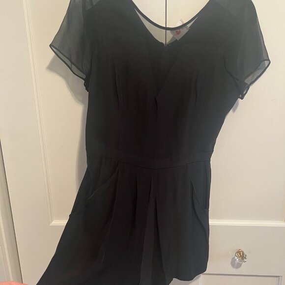 Parker Black Silk Short Sleeve Romper Size S - Picture 2 of 6